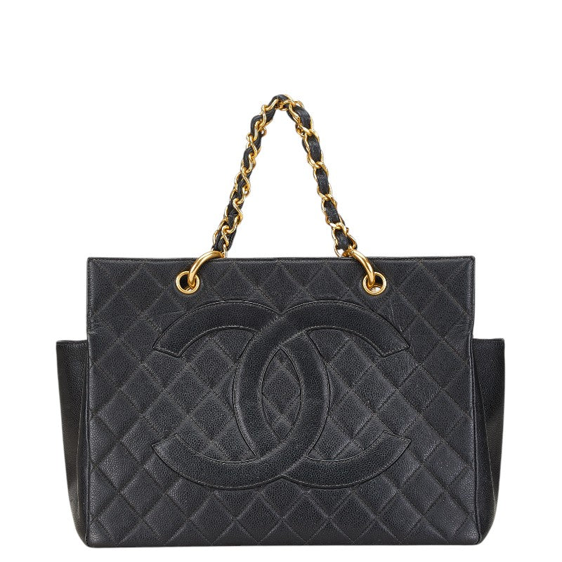 シャネル マトラッセ ココマーク チェーン ハンドバッグ トートバッグ ブラック キャビアスキン レディース CHANEL 【中古】