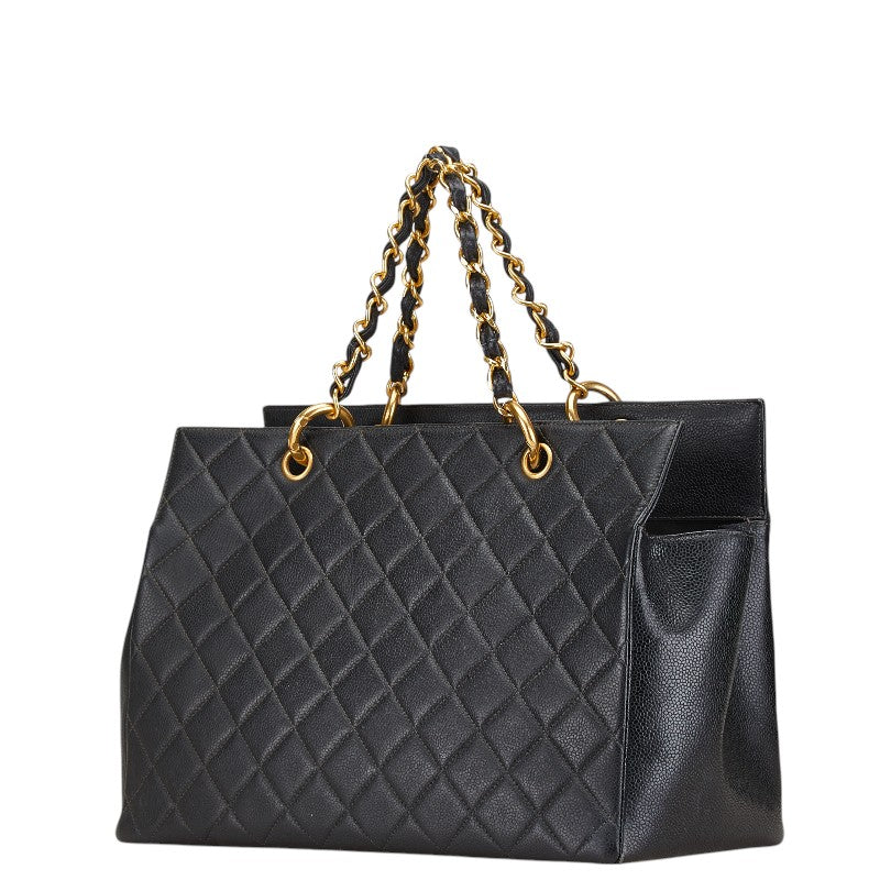 シャネル マトラッセ ココマーク チェーン ハンドバッグ トートバッグ ブラック キャビアスキン レディース CHANEL 【中古】