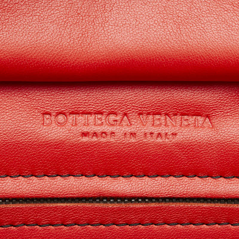 ボッテガヴェネタ イントレチャート モナコバッグ ハンドバッグ レッド レザー レディース BOTTEGAVENETA 【中古】
