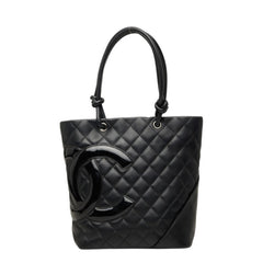 シャネル カンボンライン マトラッセ ココマーク トートバッグ ハンドバッグ ブラック エナメル カーフレザー レディース CHANEL 【中古】