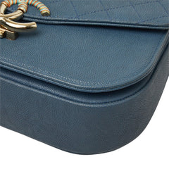 シャネル マトラッセ ハーフココ ハンドバッグ ショルダーバッグ 2WAY ブルー系 キャビアスキン レディース CHANEL 【中古】