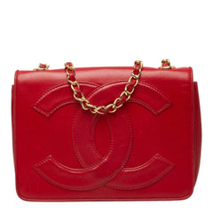 シャネル ココマーク チェーン ショルダーバッグ レッド ゴールド ラムスキン レディース CHANEL 【中古】