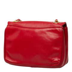 シャネル ココマーク チェーン ショルダーバッグ レッド ゴールド ラムスキン レディース CHANEL 【中古】