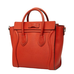 セリーヌ ラゲージ ナノ ショッパー ハンドバッグ ショルダーバッグ 2WAY レッド レザー レディース CELINE 【中古】