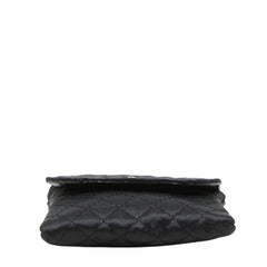 シャネル マトラッセ ココマーク ミニ チェーン ポーチ ブラック サテン レディース CHANEL 【中古】