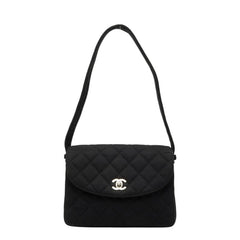 シャネル マトラッセ ココマーク ショルダーバッグ ブラック キャンバス レディース CHANEL 【中古】