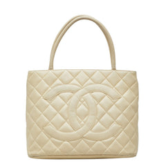 シャネル マトラッセ ココマーク 復刻トート トートバッグ ハンドバッグ アイボリー ホワイト キャビアスキン レディース CHANEL 【中古】