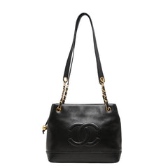 シャネル ココマーク チェーン トートバッグ ハンドバッグ ブラック ラムスキン レディース CHANEL 【中古】