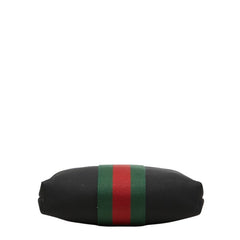 グッチ シェリーライン 斜め掛け ショルダーバッグ 631195 ブラック キャンバス レザー レディース GUCCI 【中古】
