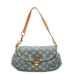 ルイ ヴィトン モノグラム デニム ミニ プリーティ ショルダーバッグ M95050 ブルー デニム レザー レディース LOUIS VUITTON 【中古】