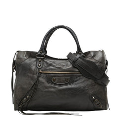 バレンシアガ シティ ハンドバッグ ショルダーバッグ 2WAY 115748 ブラック レザー フェルト レディース BALENCIAGA 【中古】