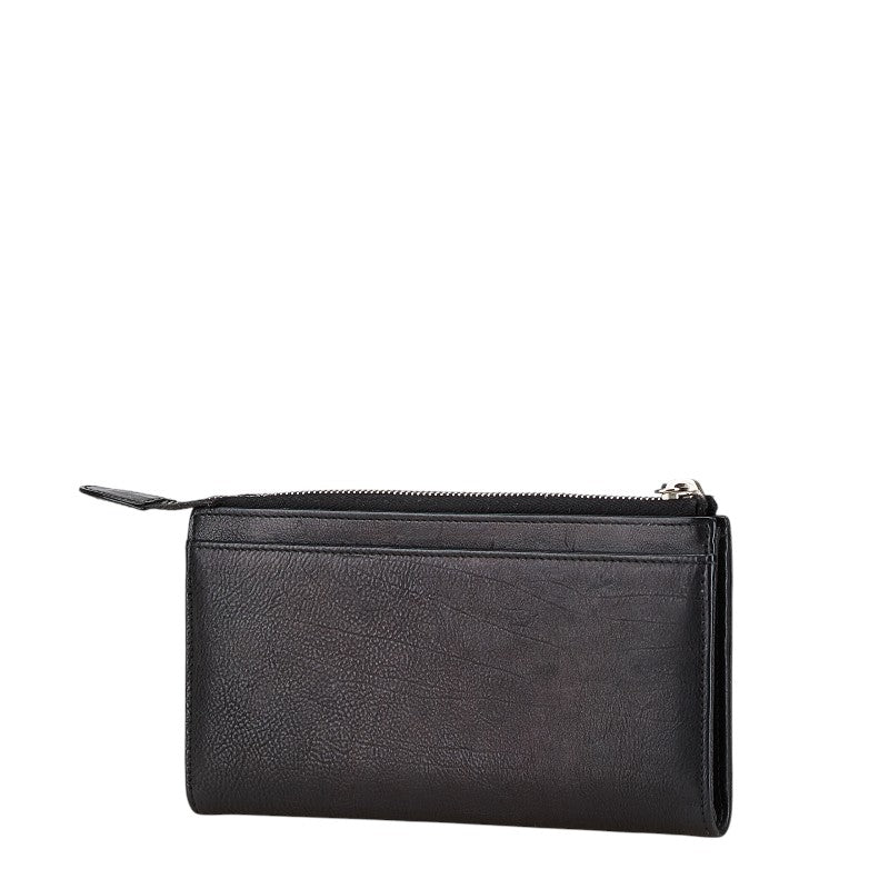 ディオール ロゴ 長財布 ブラック レザー レディース Dior 【中古】