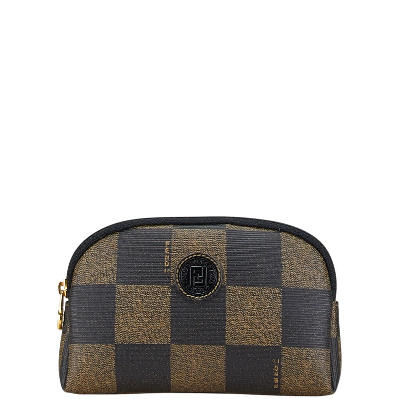 フェンディ ぺカン ポーチ 小物入れ カーキ ブラック PVC レディース FENDI 【中古】