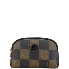 フェンディ ぺカン ポーチ 小物入れ カーキ ブラック PVC レディース FENDI 【中古】