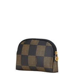 フェンディ ぺカン ポーチ 小物入れ カーキ ブラック PVC レディース FENDI 【中古】