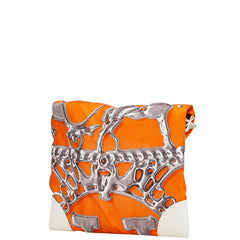 エルメス シルキーシティPM 斜め掛け ショルダーバッグ オレンジ シルク レザー レディース HERMES 【中古】