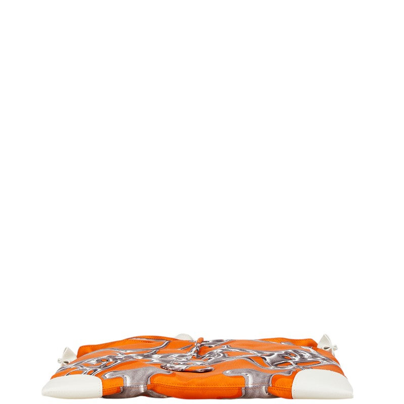 エルメス シルキーシティPM 斜め掛け ショルダーバッグ オレンジ シルク レザー レディース HERMES 【中古】