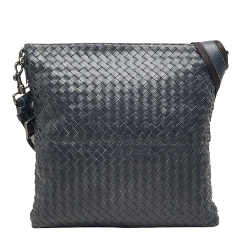 ボッテガヴェネタ イントレチャート 斜め掛け ショルダーバッグ ネイビー レザー レディース BOTTEGAVENETA 中古