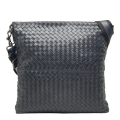 ボッテガヴェネタ イントレチャート 斜め掛け ショルダーバッグ ネイビー レザー レディース BOTTEGAVENETA 中古