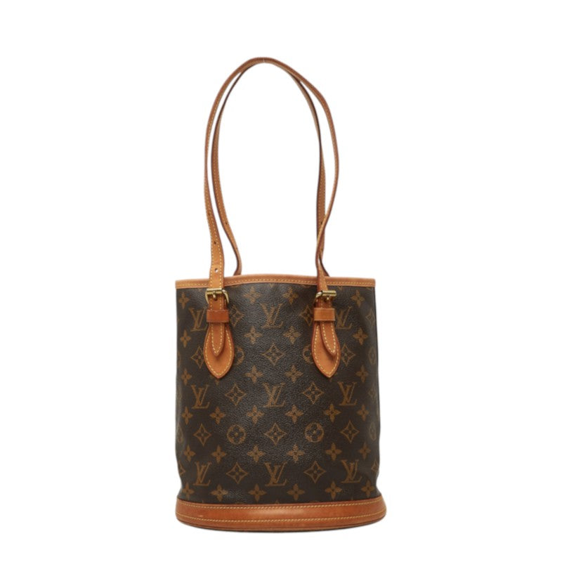 ルイ ヴィトン モノグラム プチ バケットPM トートバッグ ショルダーバッグ M42238 ブラウン PVC レザー レディース LOUIS VUITTON 中古