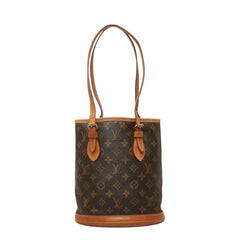 ルイ ヴィトン モノグラム プチ バケットPM トートバッグ ショルダーバッグ M42238 ブラウン PVC レザー レディース LOUIS VUITTON 中古