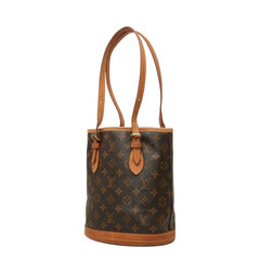 ルイ ヴィトン モノグラム プチ バケットPM トートバッグ ショルダーバッグ M42238 ブラウン PVC レザー レディース LOUIS VUITTON 中古