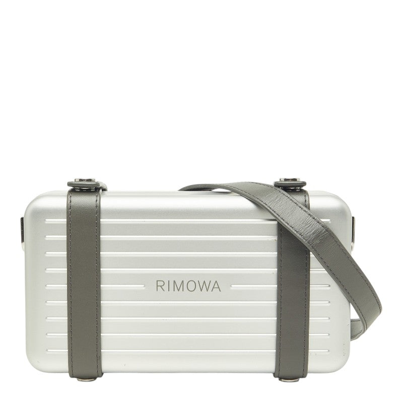 リモワ パーソナル 斜め掛け ショルダーバッグ クロスボディバッグ シルバー グレー アルミ レザー レディース RIMOWA 中古