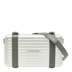 リモワ パーソナル 斜め掛け ショルダーバッグ クロスボディバッグ シルバー グレー アルミ レザー レディース RIMOWA 中古