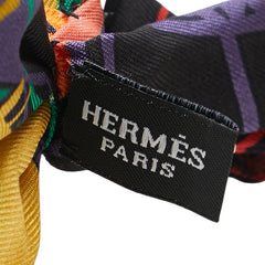 エルメス ヌーパピヨン 蝶ネクタイ リボン オレンジ ブラック グリーン マルチカラー シルク メンズ HERMES 【中古】