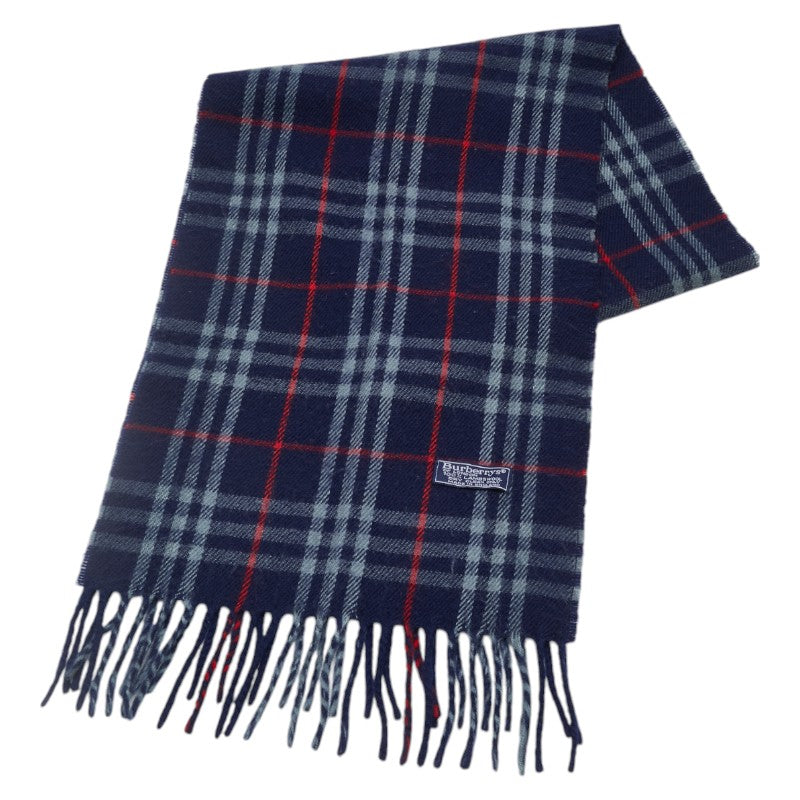 バーバリー ノバチェック マフラー ネイビー マルチカラー ウール レディース BURBERRY 【中古】