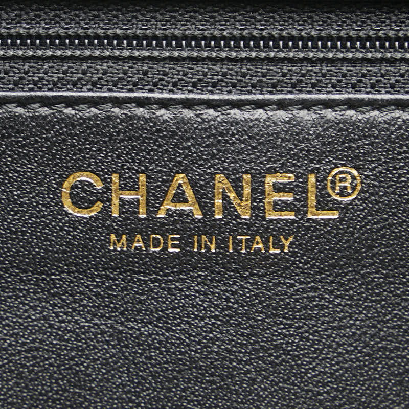 シャネル ココマーク チョコバー チェーン トートバッグ ブラック キャンバス レザー レディース CHANEL 【中古】