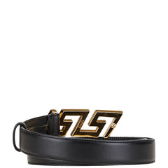 ヴェルサーチェ グレカ ベルト サイズ：85/34 ブラック ゴールド レザー メッキ メンズ VERSACE 【中古】