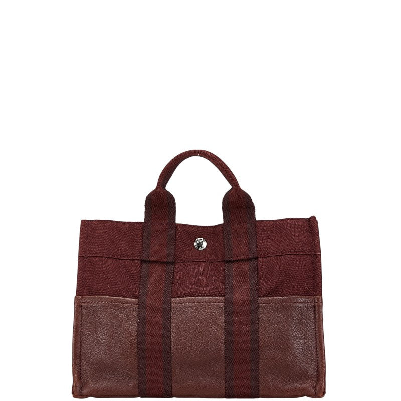 エルメス フールトゥPM ハンドバッグ ワインレッド キャンバス レザー レディース HERMES 【中古】