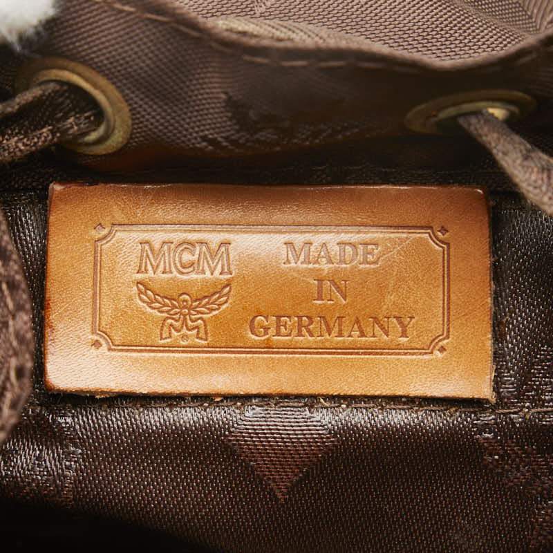 エム シー エム ヴィセトス ロゴグラム リュック バックパック ブラウン ナイロン レザー レディース MCM 【中古】