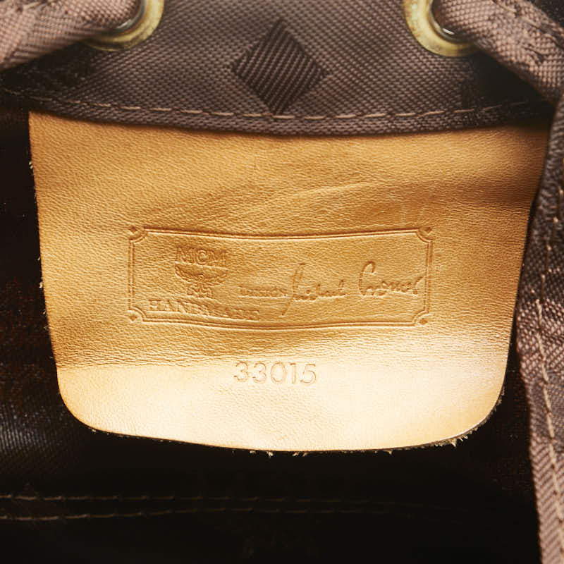 エム シー エム ヴィセトス ロゴグラム リュック バックパック ブラウン ナイロン レザー レディース MCM 【中古】