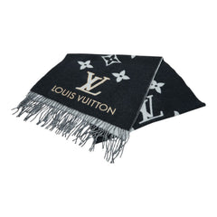 ルイ ヴィトン エシャルプ レイキャビック スタッディ マフラー M71588 ブラック グレー カシミヤ レディース LOUIS VUITTON 中古