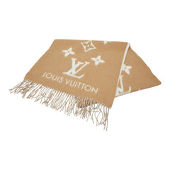 ルイ ヴィトン モノグラム エシャルプ レイキャビック マフラー M76067 ブラウン ベージュ系 カシミヤ レディース LOUIS VUITTON 中古