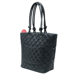 シャネル カンボンライン ココマーク トートバッグ ハンドバッグ ブラック レザー エナメル レディース CHANEL 中古