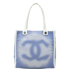 シャネル マジックCC トートバッグ ブルー ホワイト キャンバス レザー レディース CHANEL 中古