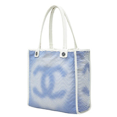 シャネル マジックCC トートバッグ ブルー ホワイト キャンバス レザー レディース CHANEL 中古