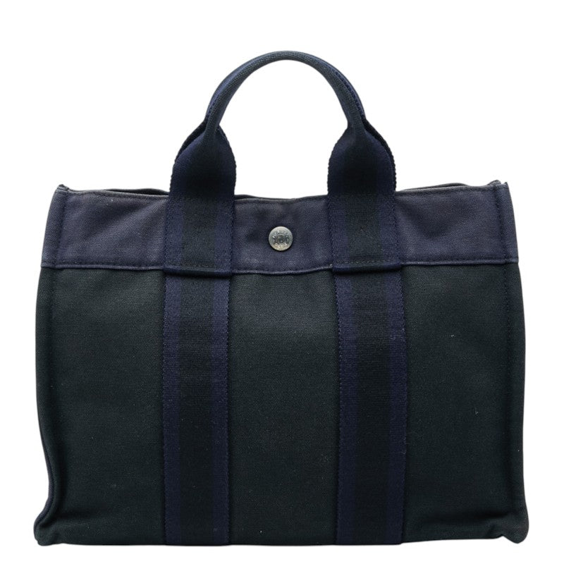 エルメス フールトゥPM ハンドバッグ トートバッグ ブラック パープル キャンバス レディース HERMES 中古