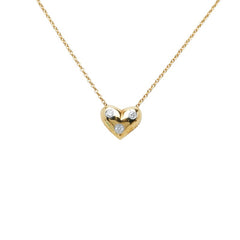 ティファニー K18YG イエローゴールド Pt950 プラチナ ダイヤ ドッツハート ネックレス レディース TIFFANY&Co. 中古