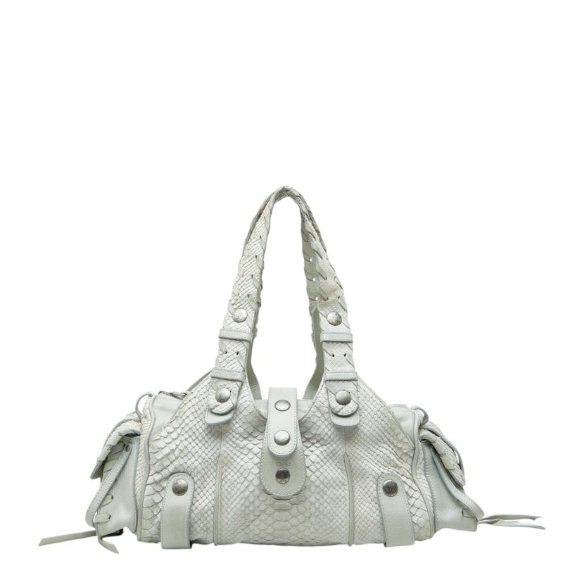 クロエ シルベラード ショルダーバッグ ハンドバッグ パイソン 6ESA51-50 グレー レザー レディース Chloe 中古