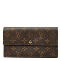 ルイ ヴィトン モノグラム ポシェット ポルト モネ クレディ 長財布 M61725 ブラウン PVC レザー レディース LOUIS VUITTON 中古