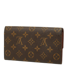 ルイ ヴィトン モノグラム ポシェット ポルト モネ クレディ 長財布 M61725 ブラウン PVC レザー レディース LOUIS VUITTON 中古