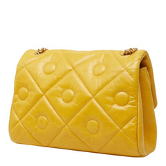 トッズ シグネチャー Tタイムレス キルティング チェーン ショルダーバッグ イエロー レザー レディース TOD’S 中古