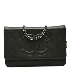 シャネル ココマーク チェーン ショルダーバッグ 斜めかけ カーキグリーン グリーン系 キャビアスキン レディース CHANEL 中古