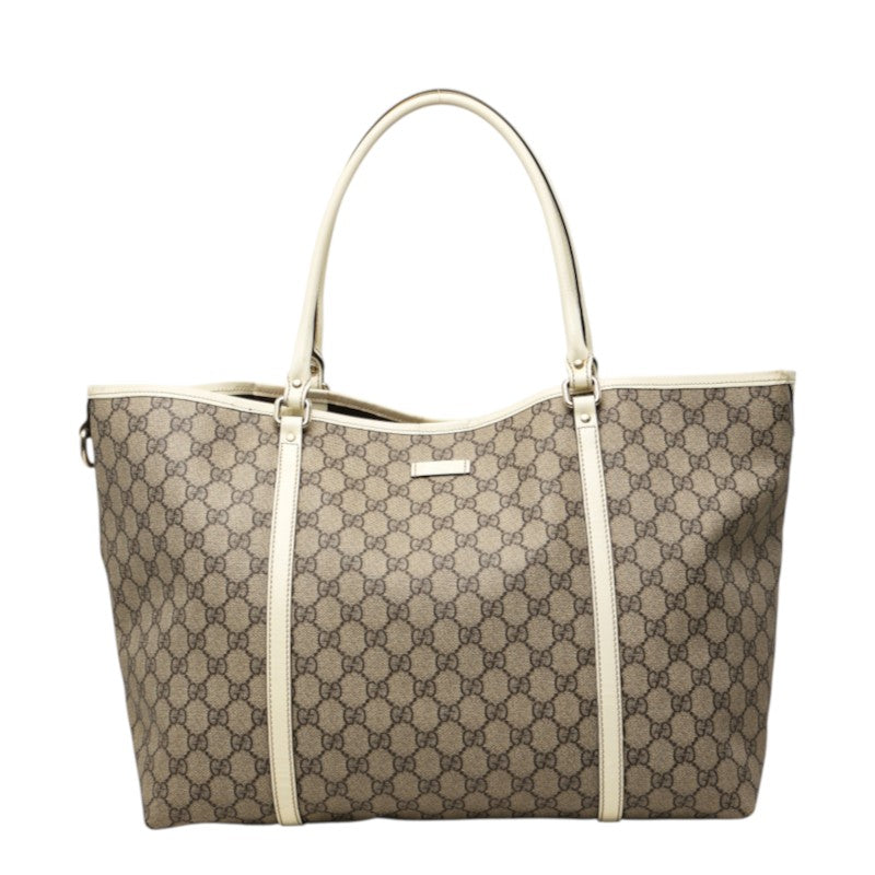 グッチ GGスプリーム トートバッグ ハンドバッグ 197954 ベージュ アイボリー PVC レザー レディース GUCCI 中古