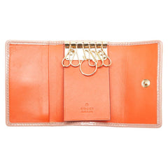 グッチ GGスプリーム キーケース 6連 388682 ベージュ ピンク PVC エナメル レディース GUCCI 【中古】