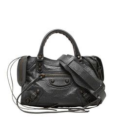 バレンシアガ クラシック ミニシティ ハンドバッグ ショルダーバッグ 2WAY 300295 グレー レザー レディース BALENCIAGA 中古